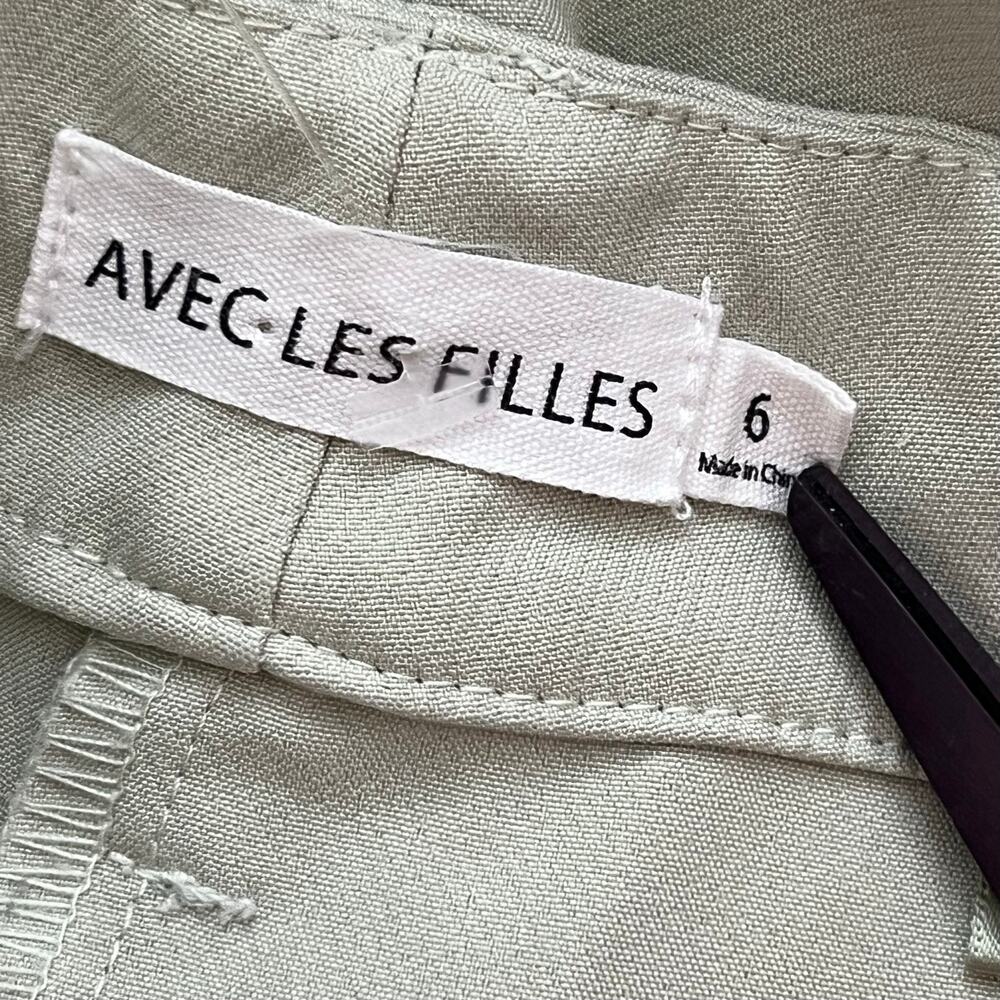 Avec Les Filles Pale Sage Green Wide Leg Trousers High Rise pants professional - Picture 5 of 5